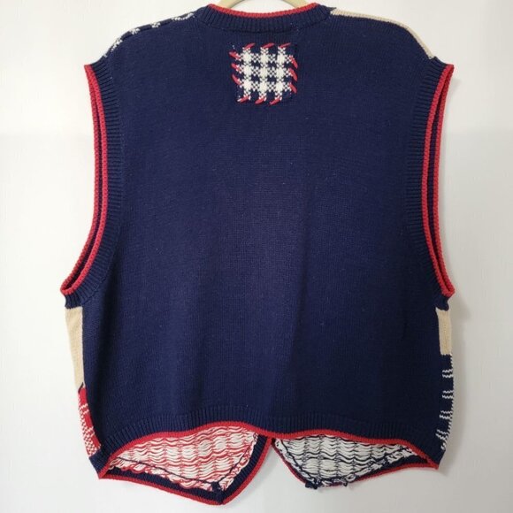 Jantzen Woman Fourth Of July Red White Blue Cotton Embroidered By Hand Vest 2X - Picture 8 of 12